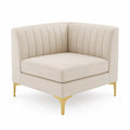 Sofa modułowa róg welur beżowy stal nierdzewna 90x90 cm