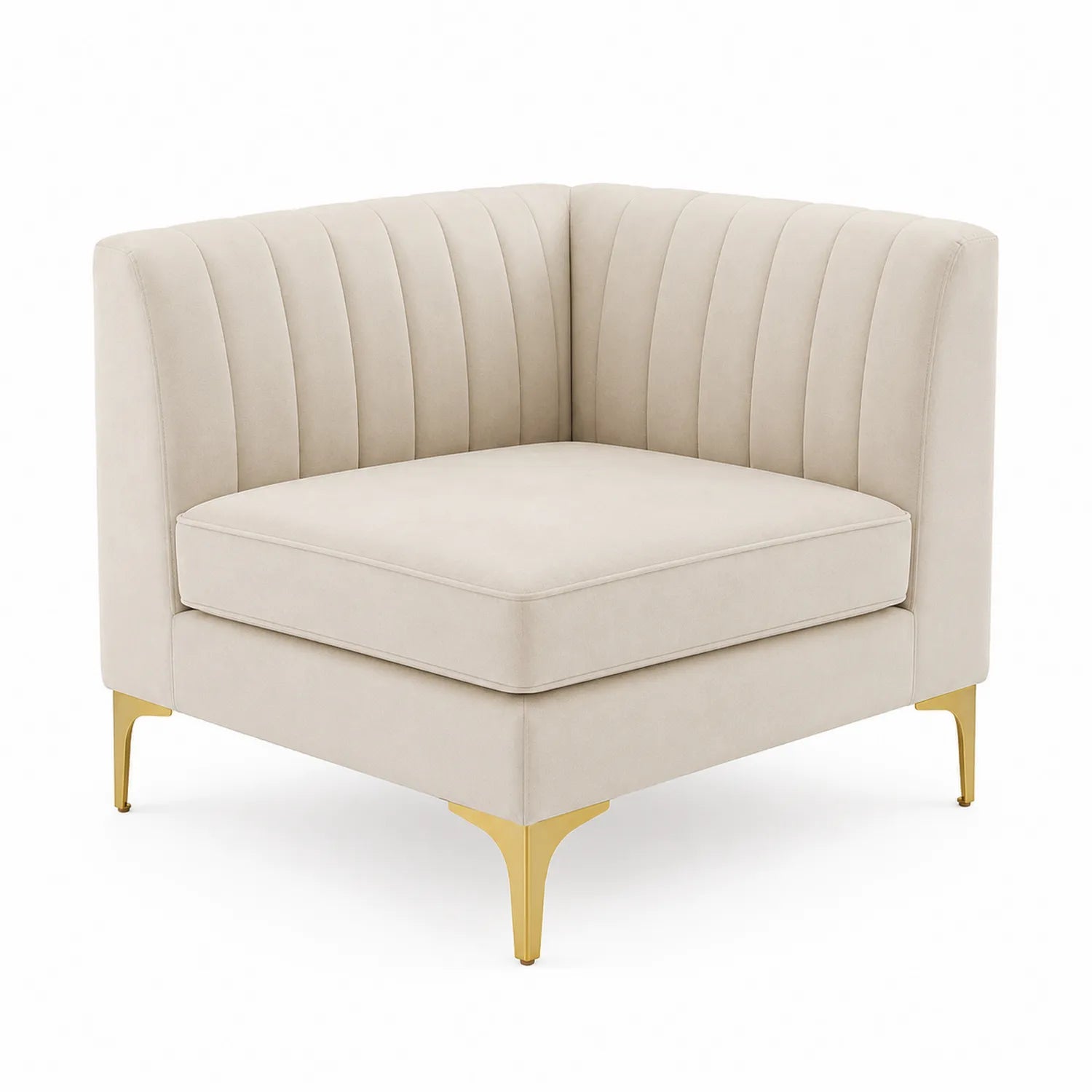 Sofa modułowa róg welur beżowy stal nierdzewna 90x90 cm