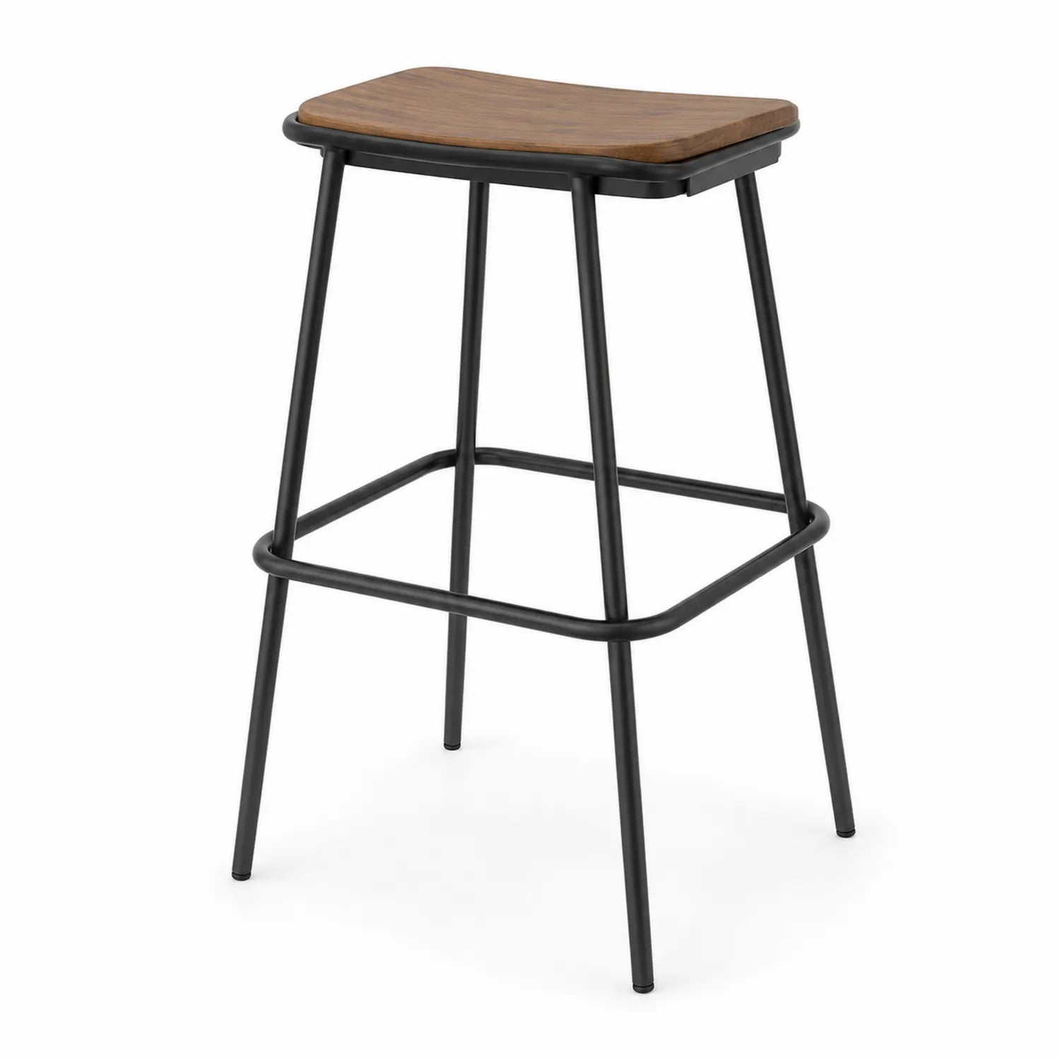 Stołek barowy metalowy i drewniany, czarny, 75 cm