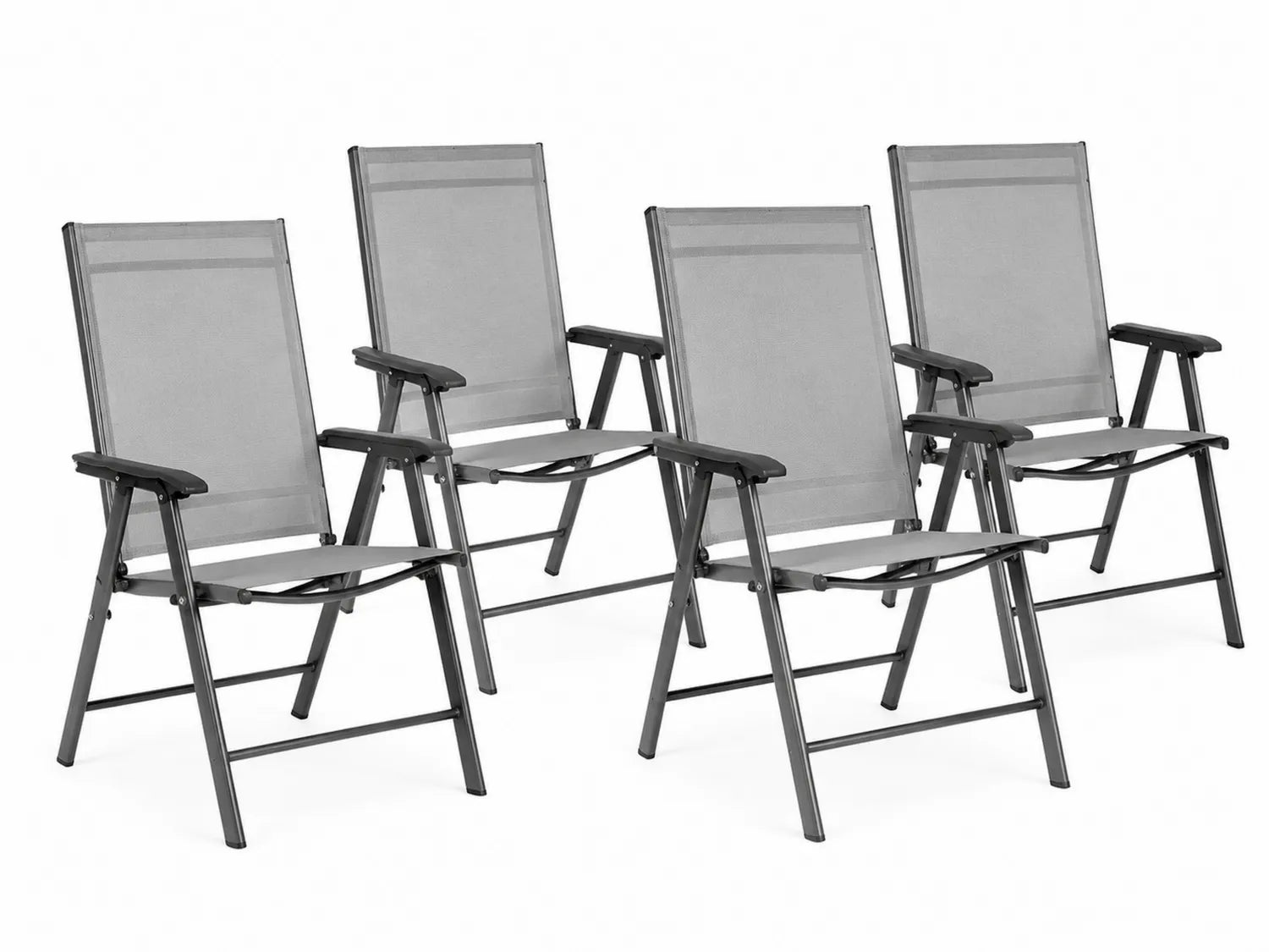 Zestaw 4 krzeseł składanych aluminiowych szarych