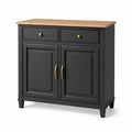 Szafka drewniana z MDF czarna z dębowym blatem 80x40x100 cm