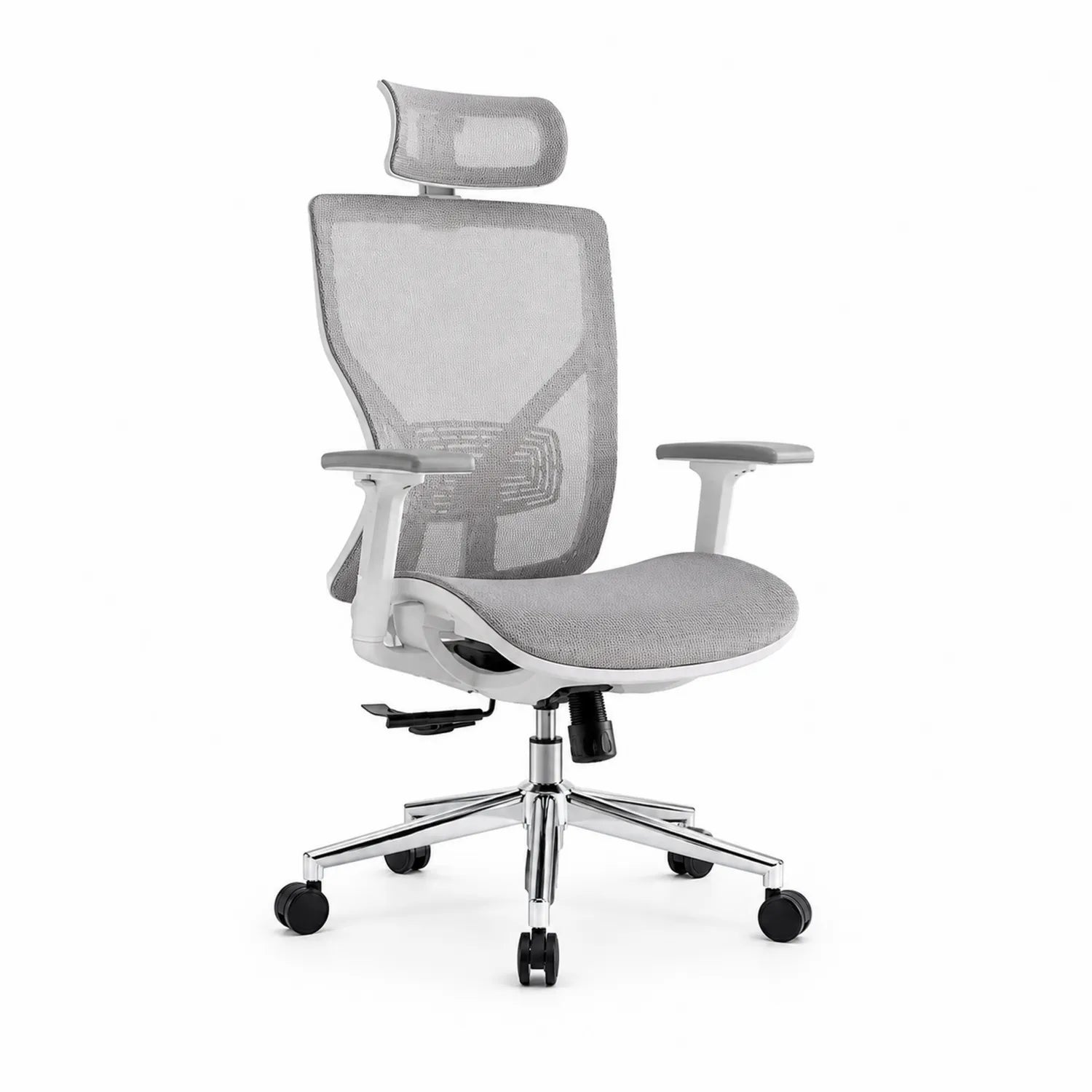 Ergonomiczne krzesło biurowe siatkowe z regulacją szaro