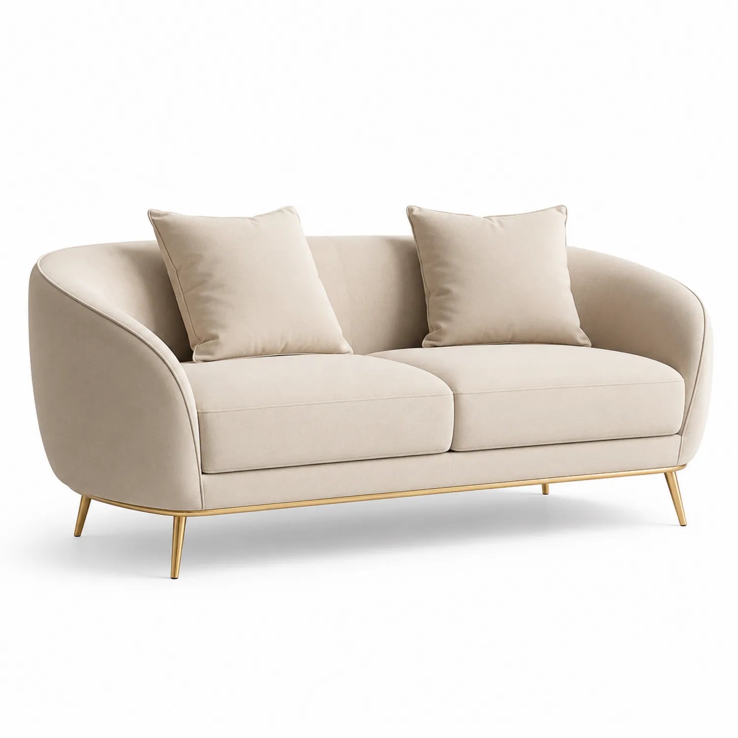 Dwuosobowa sofa beżowa welurowa 190 cm