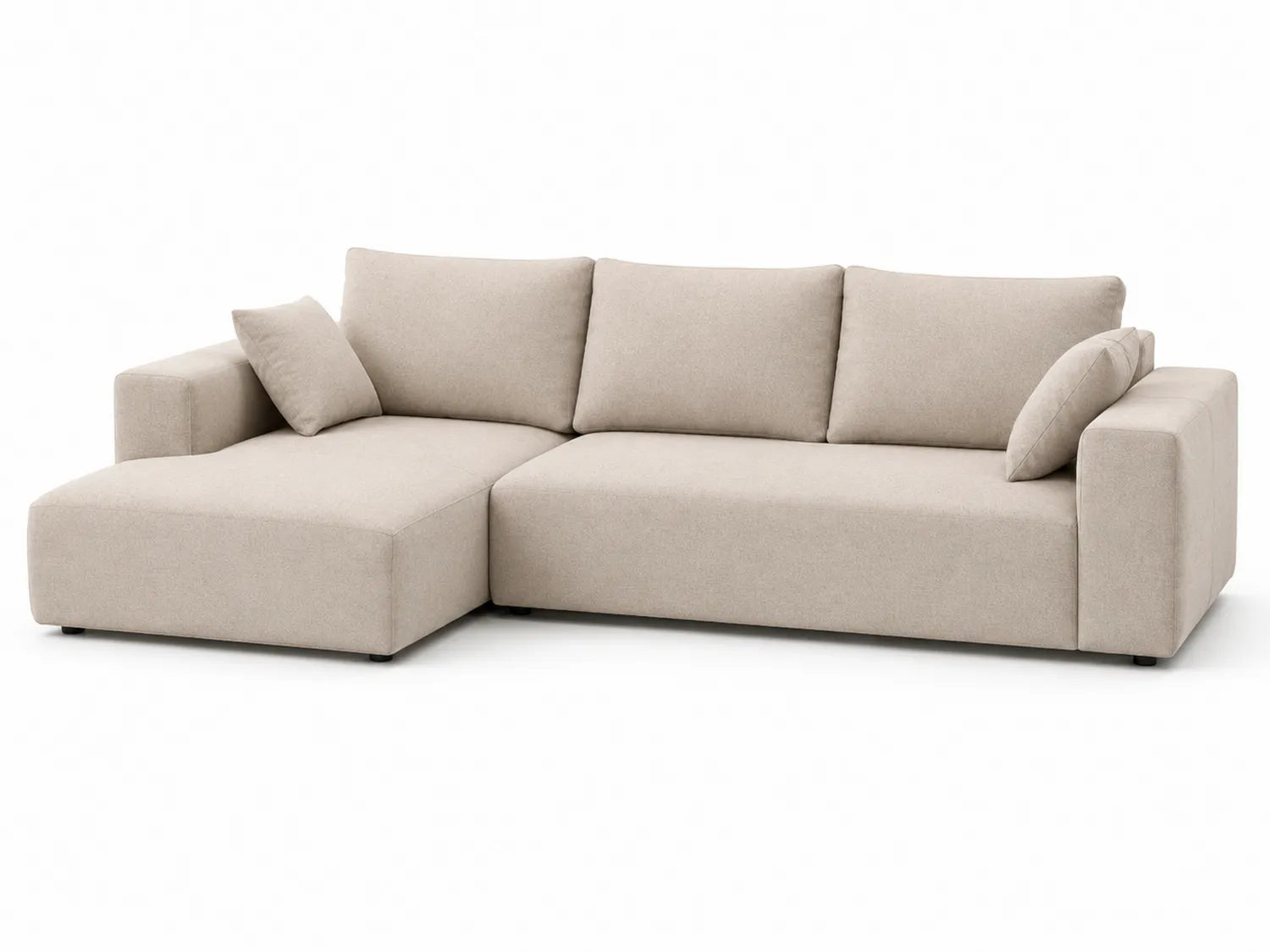 Sofa narożna modułowa, tkanina, beżowa, 220x90x150 cm