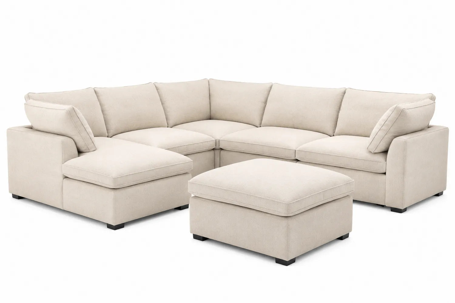 Narożna sofa modułowa kremowa z bawełny