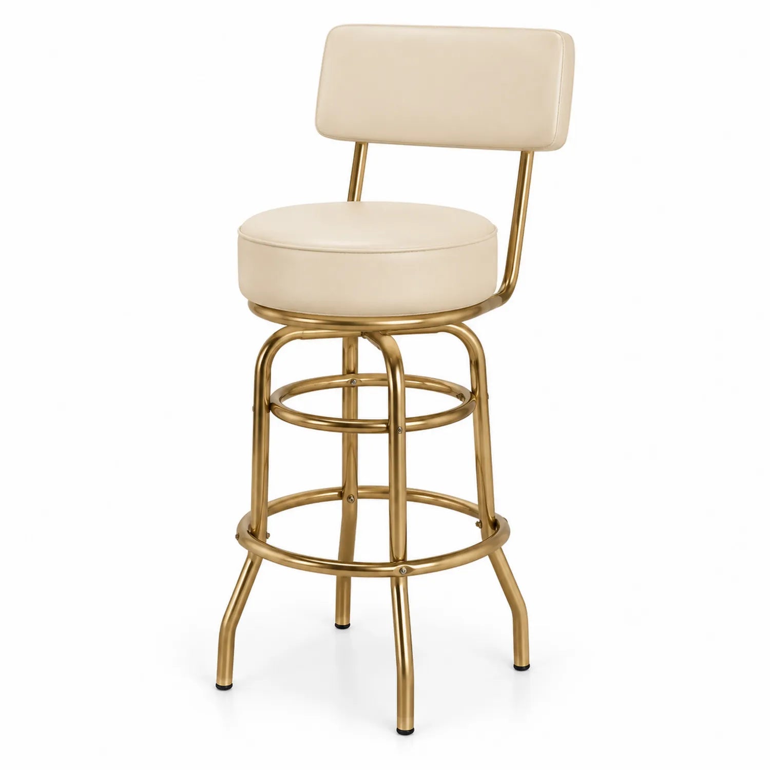 Stołek obrotowy z PVC i stali beżowy 75 cm