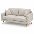 Sofa dwuosobowa tapicerowana beżowa z drewna bukowego 150x85x80 cm