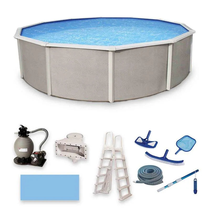 Belize 15 ft, górny Rail Round x 132,1 cm Głęboki metalowy Mur nad ziemią Pool Package z 15,2 cm górny Rail, 15,2 cm, 132,1 cm