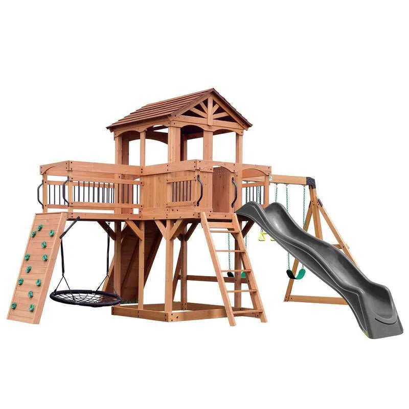 Szary zjeżdżalnia fala, Sterling Point Wszystkie Cedar Drewno Dzieci i # x27; huśtawka Set Playset