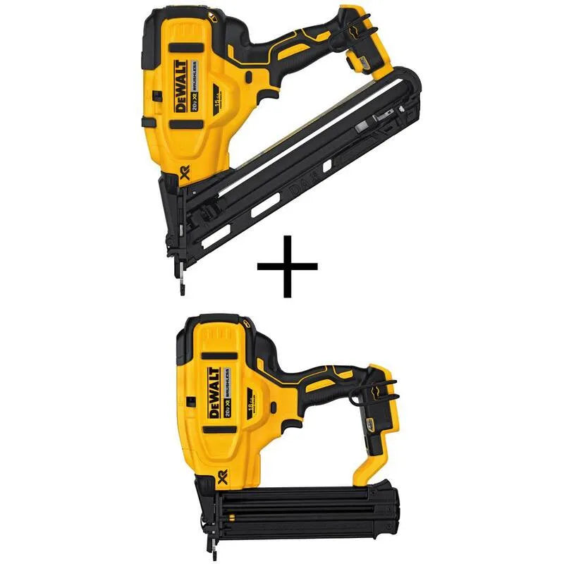 18-Gauge 15-Gauge DEWALT 15- Gauge, 20V, Narzędzia Tylko, akumulatorowy konstrukcja, 20V MAX XR Lithium- Ion akumulatorowy Zakończ Nailer i 18- Gauge Brad Nailer
