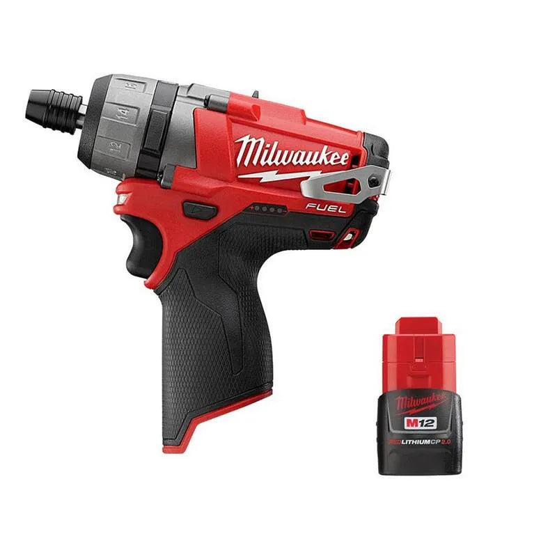 2-prędkość Milwaukee 2-Prędkość, 12V, 1 / 10,2 cm, Bezprzewodowy projekt, Kompaktowy projekt przenośny, Hex 2-Prędkość Screwdriver z 2.0 Ah Kompaktowa bateria, M12