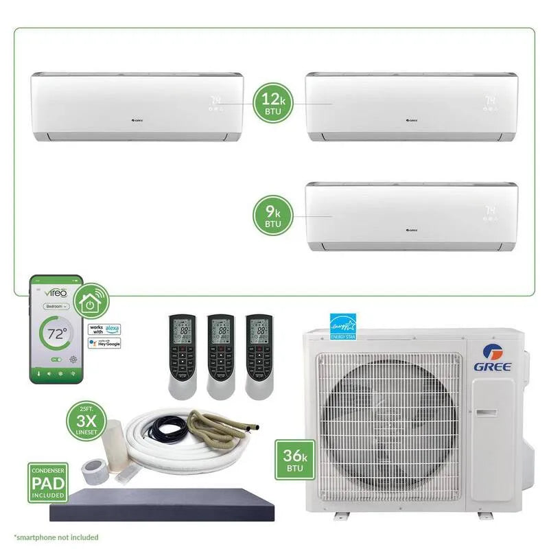 230-Volt System Split Mini bez zacisków Gen3, 3 Ton, 34000 BTU, 25 ft, Zainstaluj zestaw 230- Volt