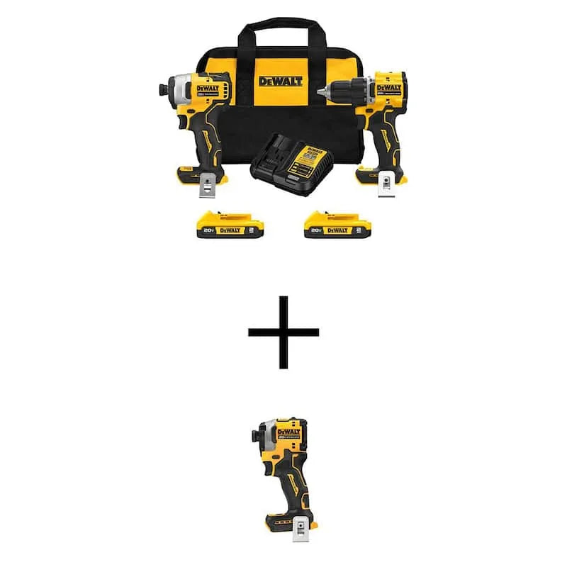 2-Tool DEWALT 2-Narzędzie MAX Lithium- Ion akumulatorowy Combo Kit, akumulatorowy konstrukcja, 20V, 1 / 10,2 cm, 2Ah Baterie, Ładowarka i Bag, Driver uderzenia
