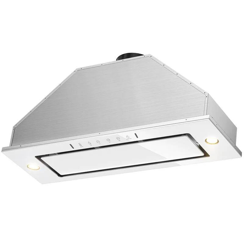 Okap kuchenny, Okap, 900 CFM, 76,2 cm, Sterowanie dotykowe, Stal nierdzewna, Budownictwo - W instalacji, Biały