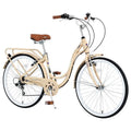 7-prędkość 7- prędkość, Beige 66 cm, Ladies Steel Rame Bike z Backseat, 66 cm