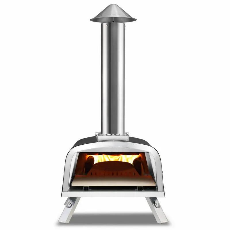 Piec do pizzy z granulatem, Kompaktowy projekt przenośny, 30,5 cm, Na zewnątrz, Drewno, Czarny