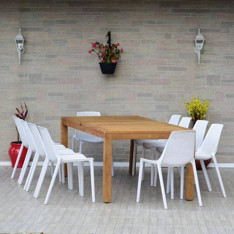 11-elementów Teak Prostokątny zestaw obiadowy 11- elementów, San, Diego Teak Prostokątny zestaw obiadowy