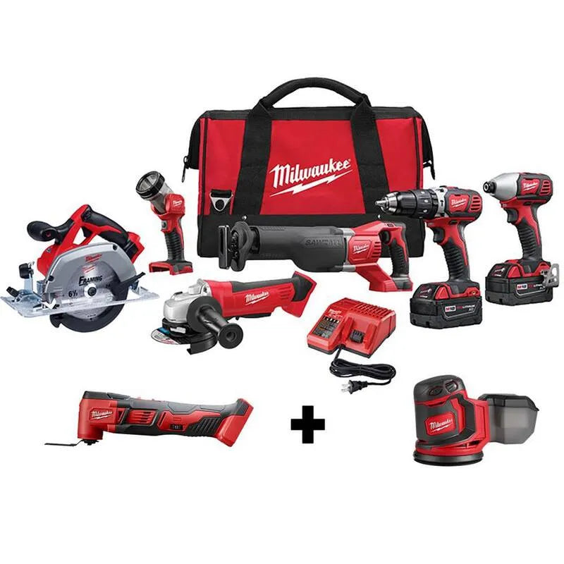 6-Tool Milwaukee 6- Narzędzie Lithium- Ion akumulatorowy Combo Zestaw narzędzi, 18V, akumulatorowy konstrukcja, z M18 Multi- Tool i M18 Random Orbit Sander