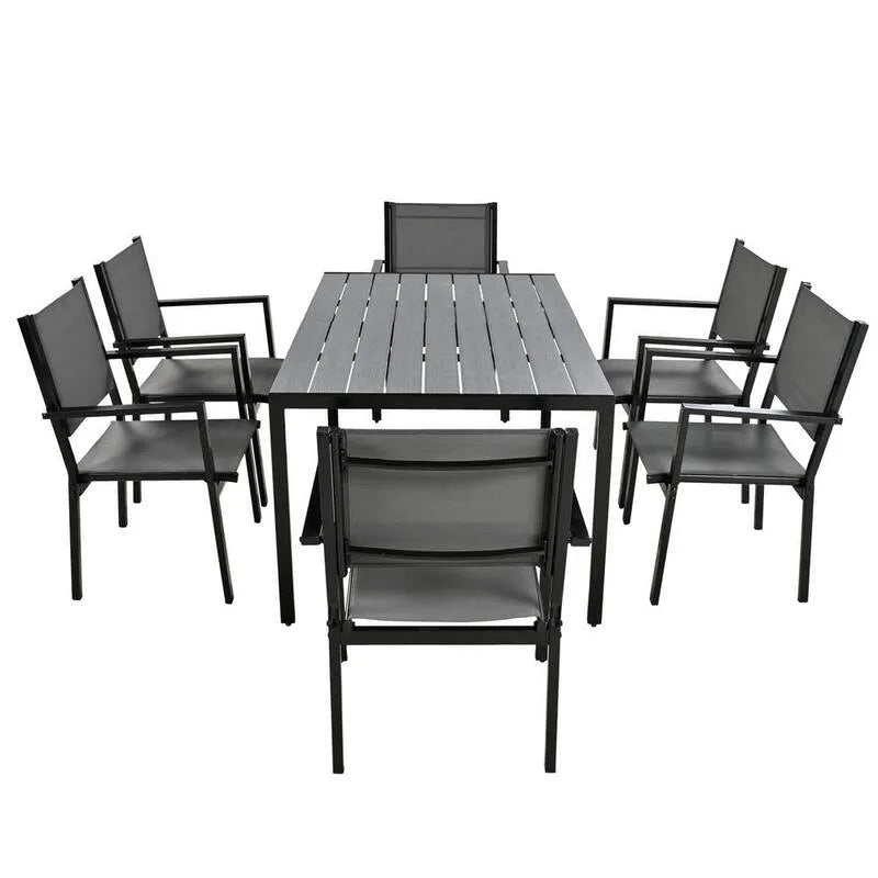 7-elementów Zestaw do jedzenia na zewnątrz z metalu 7- elementów, Patio, Wysokiej jakości Steel Table i zestaw krzeseł