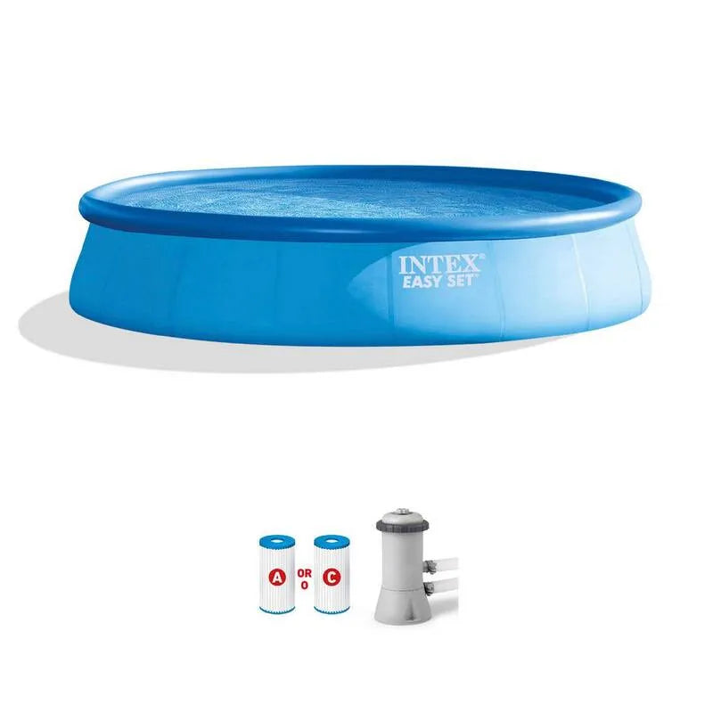 Intex Pompa Inx, 15 stóp, 83,8 cm, 2587 Pojemność galonów, 530 GPH, Łatwy zestaw 15 stóp. Okrągły x 83,8 cm D Płaszczyzna nadmuchiwana z 530 GPH Pompa filtrująca