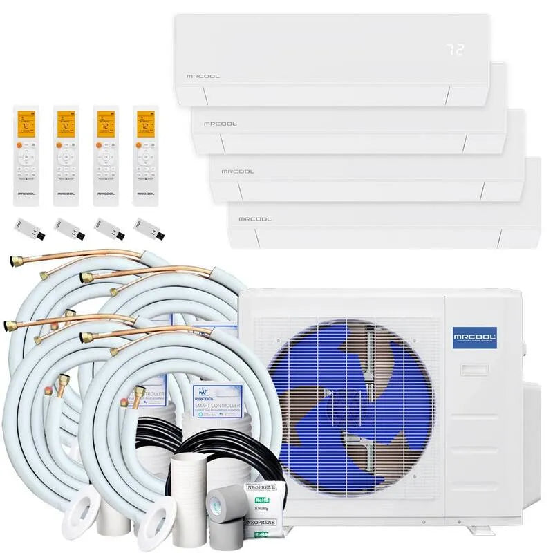 4-9K 4-Zone 3-Ton MRCOOL 3- Ton Split Mini System, 22.5 SEER, 36000 BTU, 25ft, 230V, 4- Zone, 4- 9K