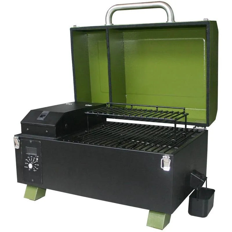 Przenośne drewno pelet elektryczny grill, Kompaktowy przenośny projekt, zielony