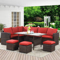 Sektorowa sofa, Patio, Na zewnątrz, Czerwony, Salon