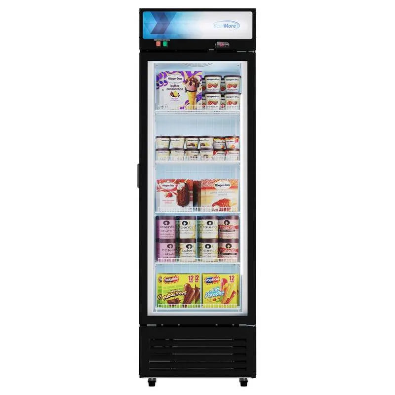 Upright zamrażarka, 61 cm, 339,8 l, Commercial 1 Szkło drzwi merchandiser w kolorze czarnym