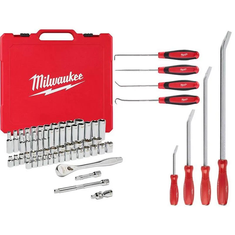 66-elementów Milwaukee 66- kawałek Ratchet Metric i narzędzia mechaniki nasadki, 3 / 20,3 cm
