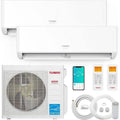 9K+18K 2.25-Ton System Split bez kodu Mini 27000 BTU dwustrefowys SEER2, 22 SEER2, 230V, 2.25- Ton, Grenlandia 9K + 18K, Inwerter dwustrefowys, Funkcja ciepła, WiFi