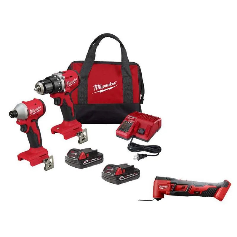 2-Tool Milwaukee 2- Narzędzie uderzenia Combo Kit, 18V, akumulatorowy konstrukcja, kompaktowy przenośny konstrukcja, z oscylacyjnym wielofunkcyjnym narzędziem, M18