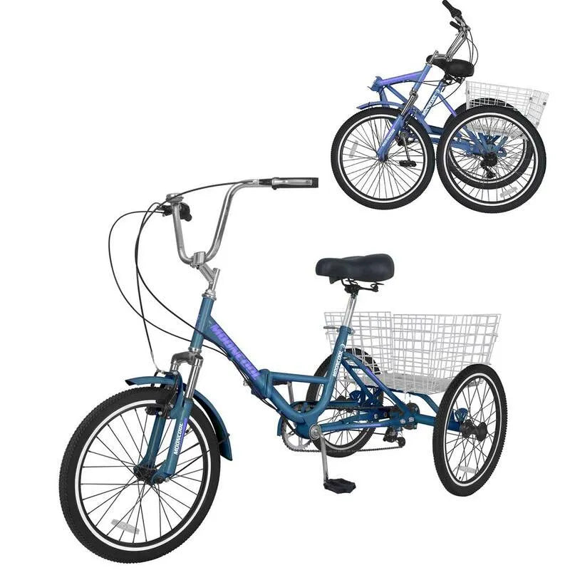 3-Wheels 3-Koła, 50,8 cm, 7 Prędkość, 3-Koła Cruiser Bike z koszykiem, Składane Trikes dla seniorów