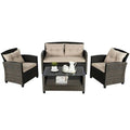 Wiklinowy Chaise Lounge z Beige poduszki, Brown