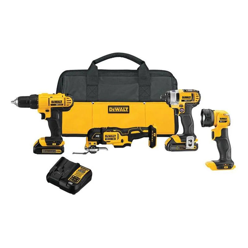DEWALT 1.5Ah Zestaw narzędzi Combo, 20V, akumulatorowy konstrukcja, 20V Baterie i ładowarka, 4 Narzędzie