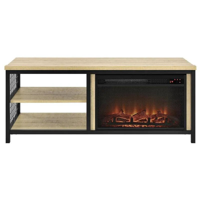 Złoty Oak Cząsteczka TV Stojak, 121,9 cm, 139,7 cm, z elektrycznym kominek