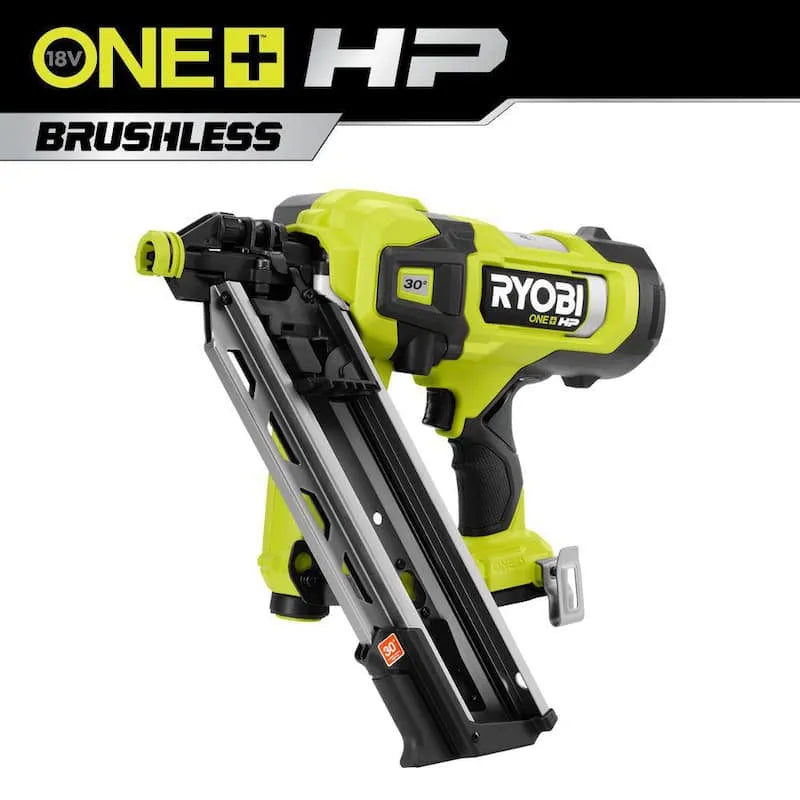 RYOBI HP 18V, Tylko narzędzie, Bezprzewodowy projekt, One + Bezszczotkowy bezszwowy AirStrike 30 ° Ramowanie Nailer