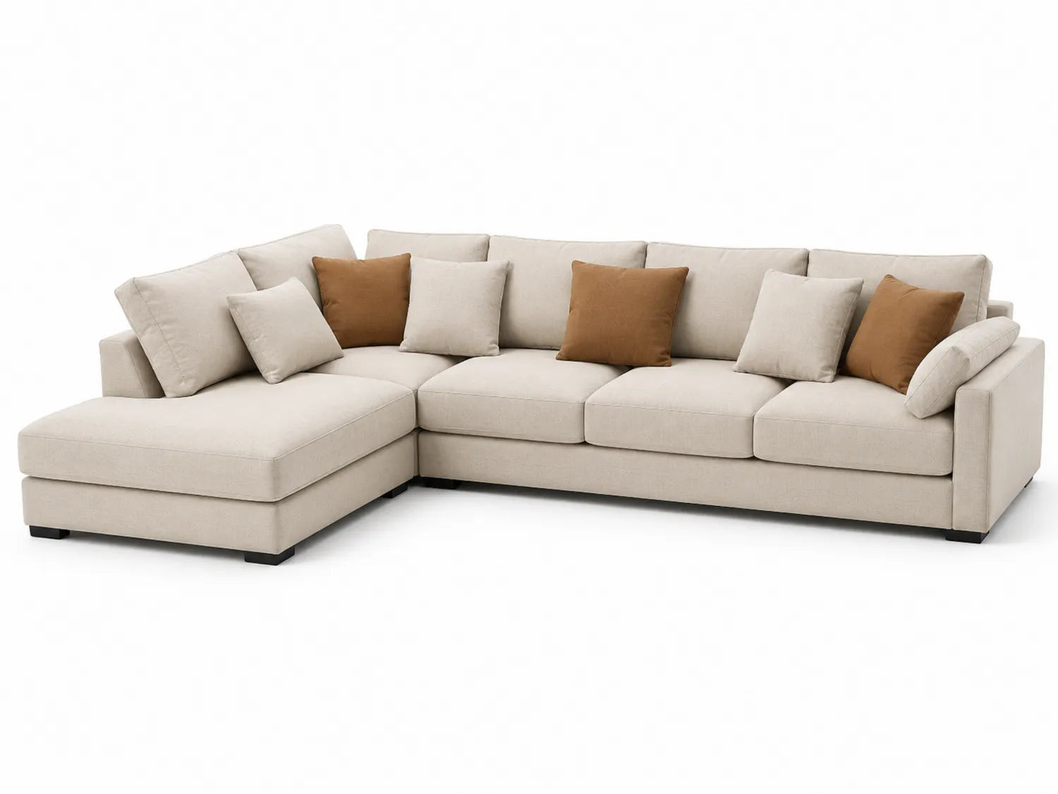Modułowa sofa narożna L z poliestrem beżowa 290x220 cm