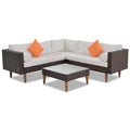 Sektorowa sofa, Na zewnątrz, kolorowe poduszki, Beż, Brown
