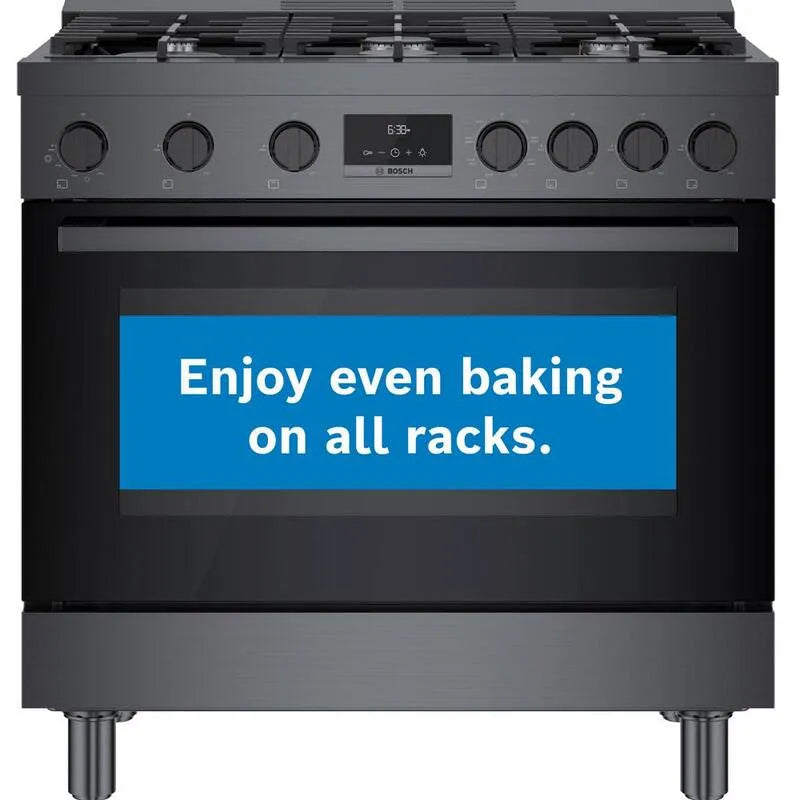 6-Burners Bosch 6- Burners Industrial Style Dual Paliwo Zakres, Stal nierdzewna, 91,4 cm, 104,8 l, Czarny