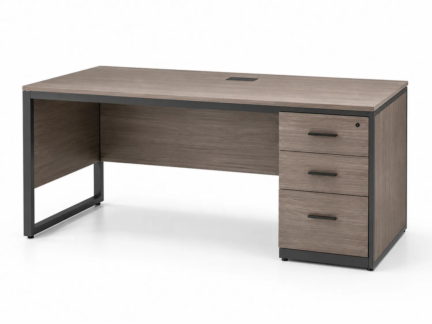 Biurko z płyty laminowanej i metalu brązowe 160cm x 80cm x 75cm