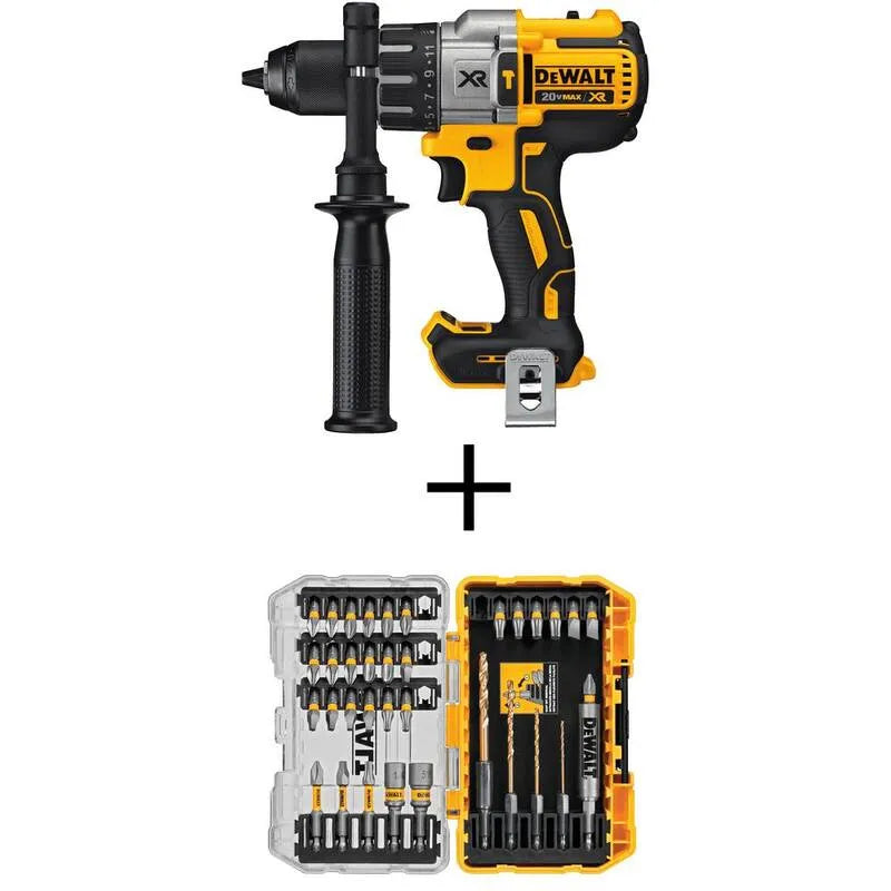 3-prędkość DEWALT 3- prędkość I MAXFIT Zestaw do jazdy śrubowej, 20V, 1 / 5,1 cm, 35 Kawałek, akumulatorowy konstrukcja, Tylko narzędzia, Wiertarka Hammer, bezszczotkowy