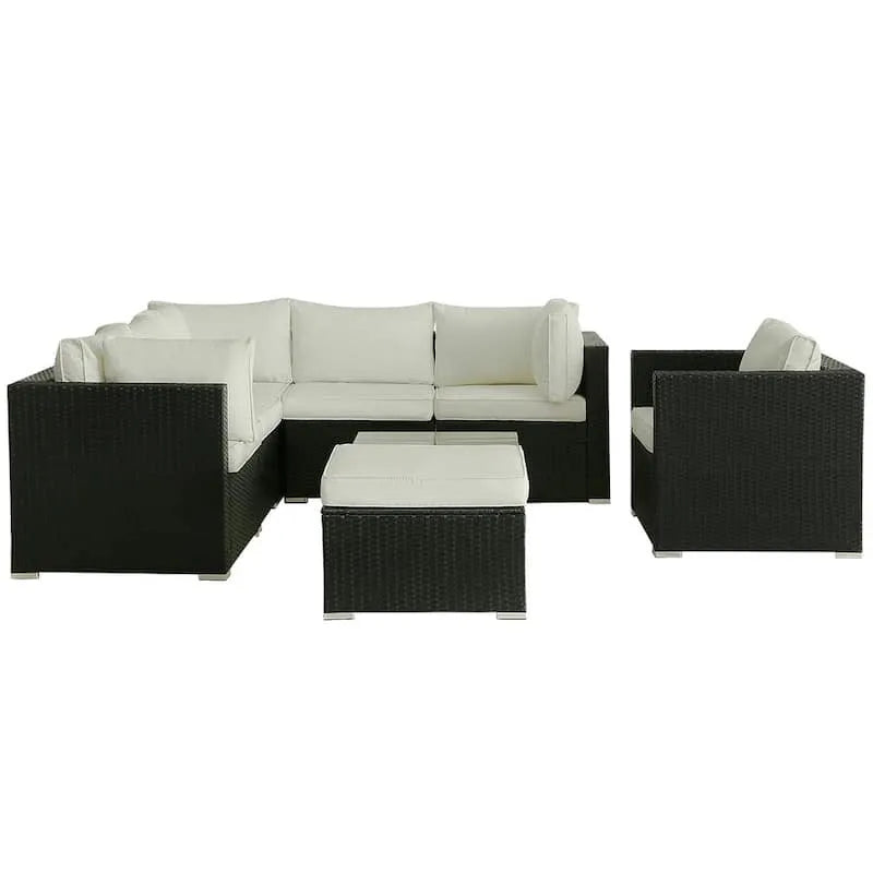Sektorowa sofa, Na zewnątrz, Patio, Czarny, Beżowa, Salon Modułowy