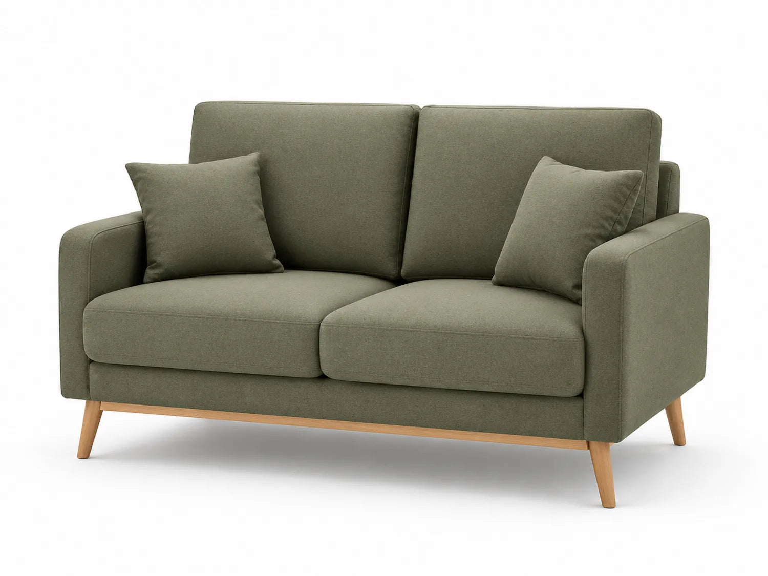 Sofa dwuosobowa z tkaniny poliestrowej, zielona