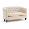 Dwuosobowa sofa z tkaniny beżowa 140 cm
