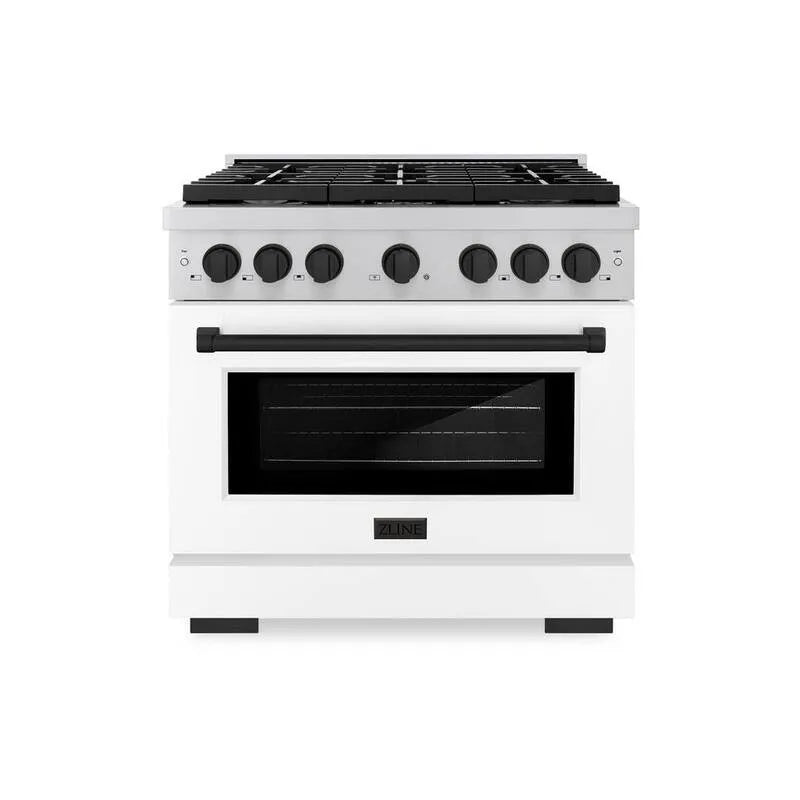 6-Burner Paliwo do spalania Dual Paliwo Zakres 6- Paliwo, 91,4 cm, Matowe biały i Matowe czarny, Stal nierdzewna, Gotowanie konwekcji, Paramount
