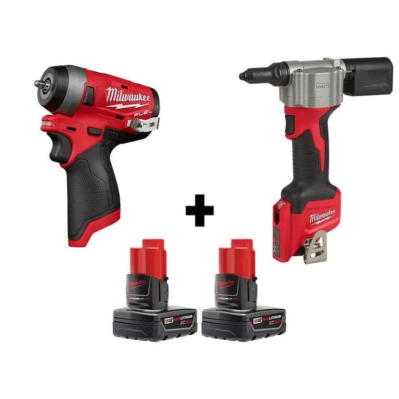 Milwaukee 12-Volt Klucz i Nit Narzędzie, 1 / 10,2 cm, Bezkorny projekt, M12, 3.0 Ah, Bezszczotkowy