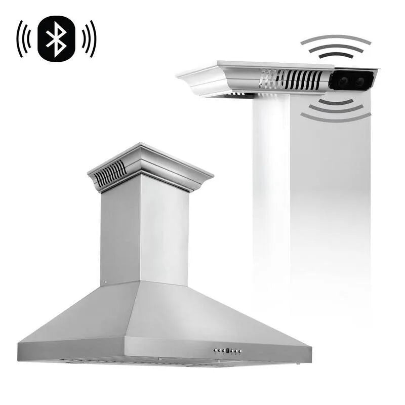 Okap kuchenny, Okap, 400 CFM, 91,4 cm, Bluetooth, Stal nierdzewna, Wall- Mountable