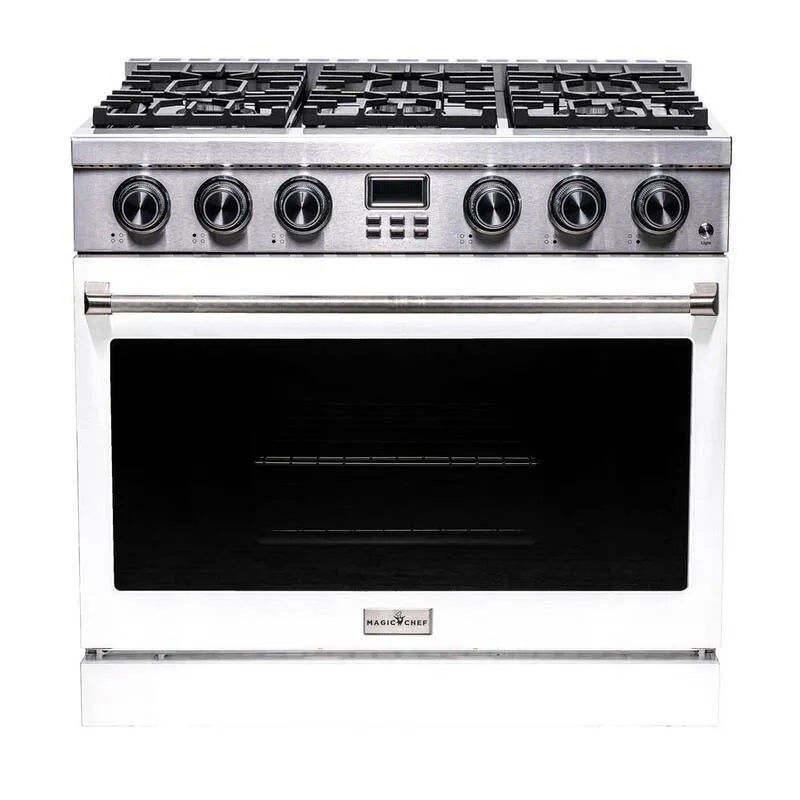 6-Burner Magic Chef 6 -Burner Gas kuchenka, Stal nierdzewna, Gotowanie konwekcji, 91,4 cm, Biały