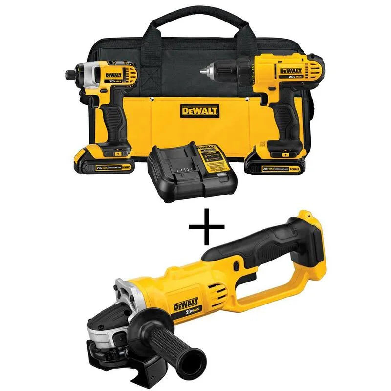 DEWALT 20V MAX Lithium- Ion 1.3Ah Wiertło bez szwu, akumulatorowy konstrukcja, 12,7 cm, 2 Narzędzie, 20V MAX 11,4 cm Grinder