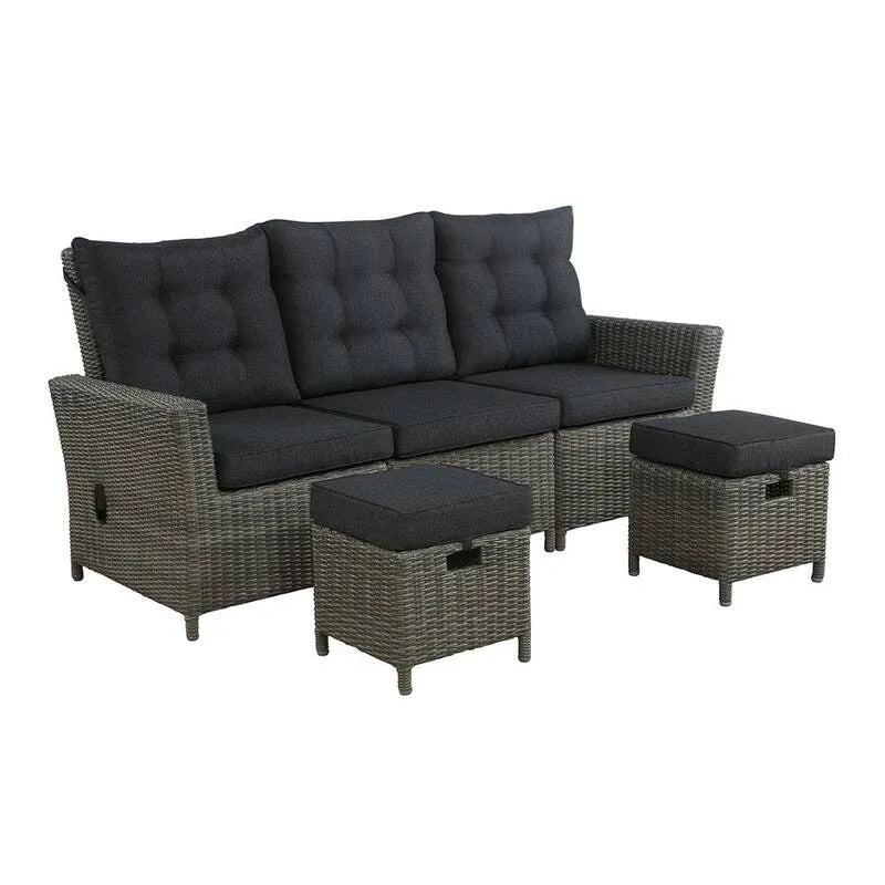 3-elementów All- Pogoda technorattan do użytku na zewnątrz sofa dwuosobowa Set 3 -elementów, Asti, szary